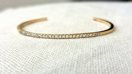 0.20Ct Round Cut simulated Pave Diamond Cuff Bracelet 925 Silver Gold Plated - $158.39