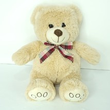 Teddy Bear Brown Checkered Bow Tie Red Pink Stuffed Animal Plush Xmas 13... - £15.01 GBP