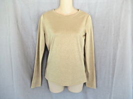 Talbots top long sleeves  crew neck XS beige gold metallic long sleeves - £12.49 GBP