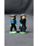 Old Hand Painted Cast Lead Amish Couple Figures Man Woman, Toy Figurines - $9.49