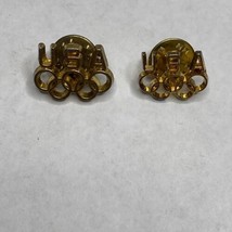 2 Small Vtg &quot;USA&quot; Olympics Team Gold Toned Rings Collectible Brooch / Pi... - £11.81 GBP