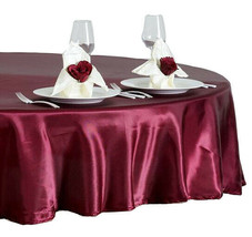 Tektrum 90 inch Round Silky Satin Tablecloth - Wedding Party Banquet (Burgundy) - £14.88 GBP