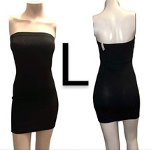 Black Metallic Threaded Strapless Tube Bodycon Dress~Size L - $22.44