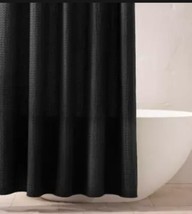 Waffle Fabric Shower Curtain Casaluna Washed Black 72&quot; x 72&quot; - $17.99