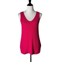 A New Day Women&#39;s Knit Sleeveless Top Pink Textured Blouse V Neck Size M - £10.19 GBP