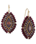 Style and Co Gold-Tone Bead and Stone Drop Earrings, Purple - £12.52 GBP