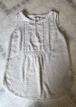 PLEIONE Cream Lace Trimmed Flocked POLYESTER TANK SIZE Small Lined - $29.03
