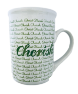 Cherish Gibson Inspirational Coffee Mug Cup Green Letters and White Cup - £11.46 GBP