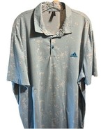 Adidas Primegreen Golf Polo Blue Burst Ivory Shirt Mens XXL SS 1/4 Button - $19.80