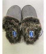 New Floopi Women Indoor Outdoor Gray Fur Lined Clog Warm Slippers 7-8 - £20.18 GBP