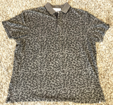 Tasso Elba Golf Polo Shirt Men XL Gray Paisley Floral Short Sleeve Distr... - £11.63 GBP