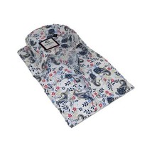Men Shirt CASILA Turkey Cotton Blend Long Sleeves 501670-01 White Paisley image 2