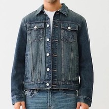NWT men&#39;s XXL True Religion Jesse Denim Trucker Jean Jacket Dark Smoky Wash - $105.94 CAD