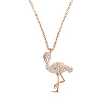 0.80CT Round Cut Moissanite Womens Flamingo Bird Chain Pendant Rose Gold Plated - £87.23 GBP