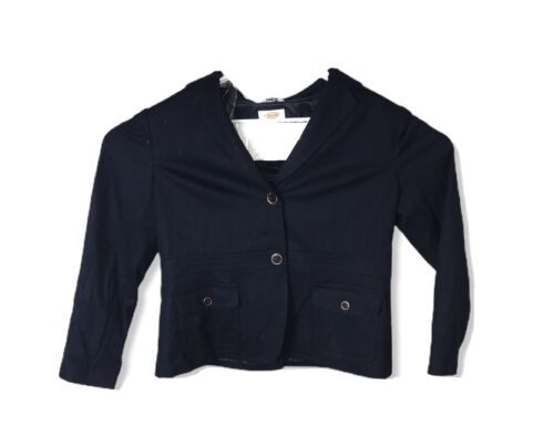 Primary image for Talbots 16 Cotton Blazer Jacket Navy Blue Two Button