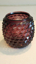 Vintage Purple Amethyst Diamond Optic Pattern Glass Vase - £19.69 GBP