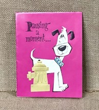 Ephemera Vintage American Greetings Card Dog At Hydrant Hot Pink Funny H... - $4.95