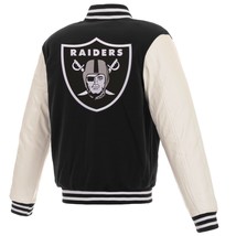 NFL Las Vegas Raiders Reversible Fleece Jacket PVC Sleeves Embroidered Logos JHD - £111.88 GBP