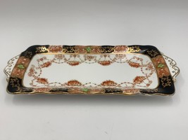 Vtg Royal Albert Crown China Small Sandwich Tray Pattern 4465 w/black Panels - £22.29 GBP