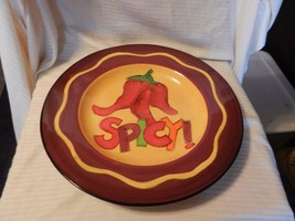 Colorful Ceramic Round Spicy Peppers! Platter by Tara Reed Certified Int... - $71.25