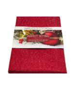 Perfect Setting Christmas Tablecloth 52 x 70&quot; Cotton Red Metallic Silver... - $308.63 MXN