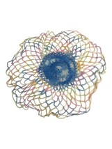Vintage Crocheted Rainbow Ombre Daisy Sunflower Doilie 7”x6.5” Doily Cottagecore - £11.18 GBP