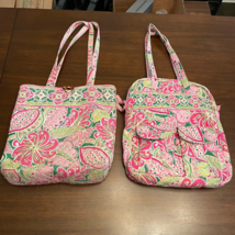 Vera Bradley Women Tote &amp; Diaper Bags Pink Floral Fabric Lot Of 2 Quilted READ - £23.97 GBP