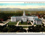 Aerial View City And County Buildings Denver Colorado CO UNP WB Postcard... - $3.91