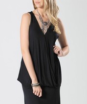 MSRP $25 Zenana Black Sleeveless Surplice Tunic Black Size Small NWOT - £8.51 GBP