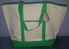 N) Greenbrier International Inc Large Fabric Tote Bag Shopper Green and ... - £4.72 GBP