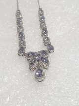 Djoy Tanzanite 925 Stamped Sterling Butterfly 18in 2in drop Necklace Estate - £54.54 GBP