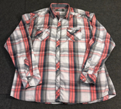 BKE Western Shirt Men&#39;s Size 2XL Red Black White Plaid Pearl Snap Athlet... - £15.64 GBP