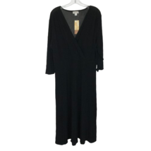 NWT Womens Size XL Coldwater Creek Black Faux Wrap Travel Knit Midi Dress - $39.19