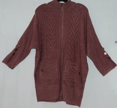 Simply Noelle Brand JCKT222SM Knitted Mauve Women's Zipper Jacket Size Small image 2