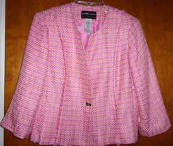 Sag Harbor Pink Peach White Tweed Jacket Size 8 Peitie - $9.99