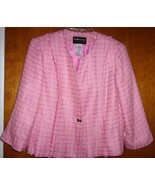 Sag Harbor Pink Peach White Tweed Jacket Size 8 Peitie - £7.89 GBP