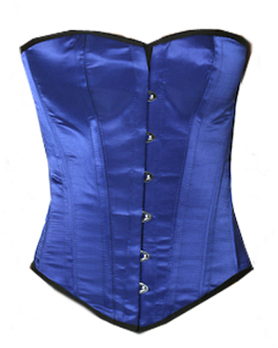 Primary image for Full Steel Ironing Fullbust Spiral Overbust Victorian Bustier Blue Satin Corset