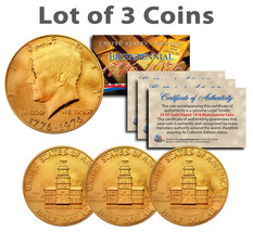 Bicentennial 1976 JFK Half Dollar US Coins 24K GOLD PLATED w/Capsules *Lot of 3* - £10.98 GBP