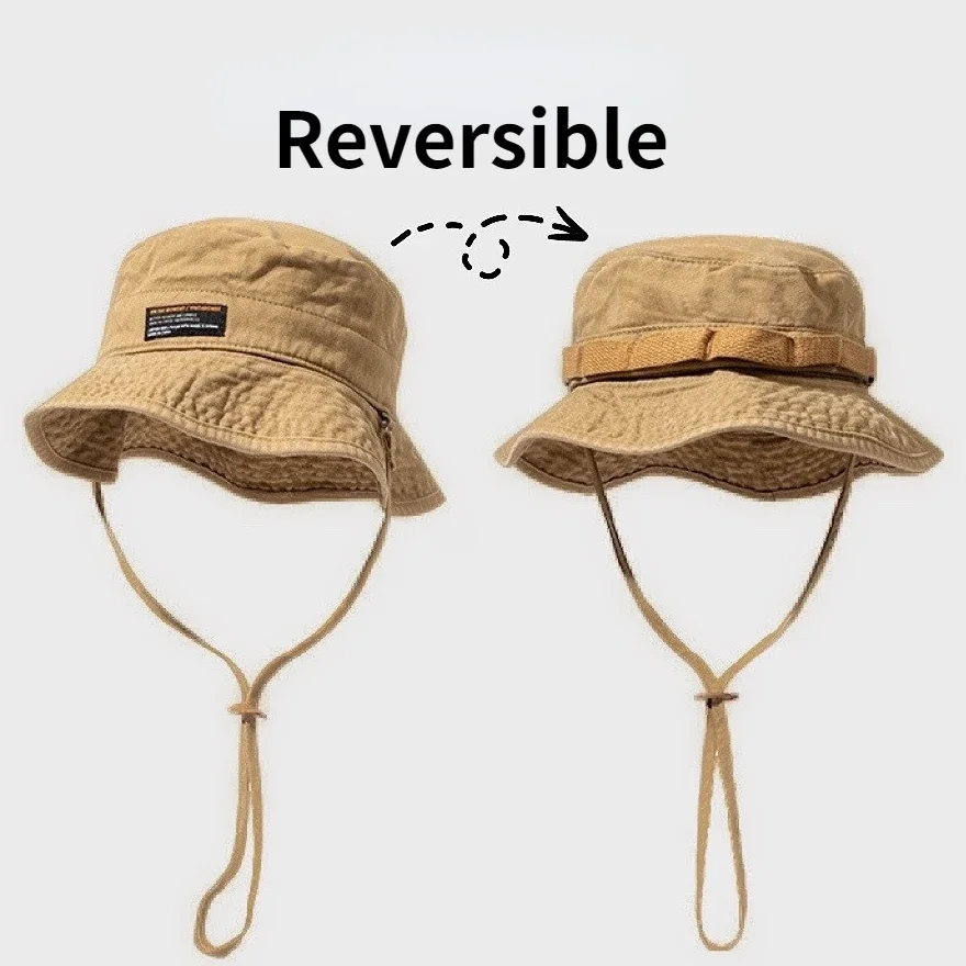 Unisex Reversible Bucket Hat Men Summer Japanese Wild Hiking Mountaineering - £15.45 GBP