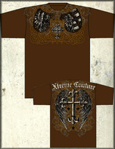 Xtreme Couture by Affliction King Winged Cross Shield Mens T-Shirt UFC Brown NEW - £22.41 GBP