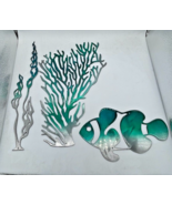 Sea Coral/Plant Collection of 2 &amp; Fish  Metal Wall Art Décor Teal  - Siz... - $43.68