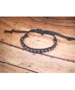 Bracelet Adjustable Dark Silver Tone Bead Wrap on Cotton Cord One Size F... - $186.56 MXN