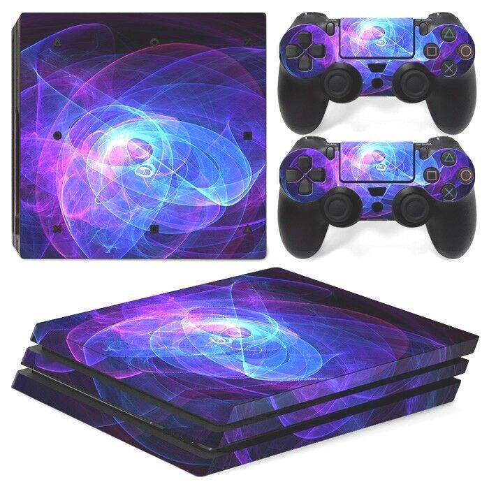 Primary image for For PS4 PRO Console & 2 Controllers Cool Purple Swirl Vinyl Skin Wrap Decal 