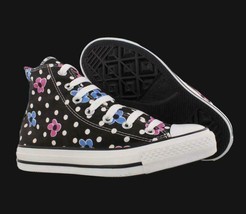 Converse Pink Blue Flower Power White Polka Dots Black High Top Shoes Wm... - £50.35 GBP