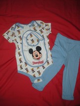 Mickey Mouse 3 Piece Outfit with Matching Bib Boys 24 Mo Disney Baby New W/T - £14.46 GBP