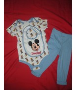 Mickey Mouse 3 Piece Outfit with Matching Bib Boys 24 Mo Disney Baby New... - £14.33 GBP