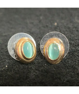 Ladies Roman Pierced Earrings&quot; Bluish Stone&quot; Pretty Shiny - £19.80 GBP