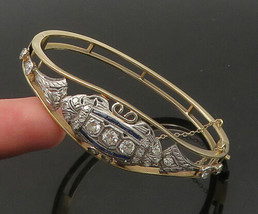 14K GOLD - Vintage Antique 2 Carat Genuine Diamonds Bangle Bracelet - GBR025 - £1,824.77 GBP