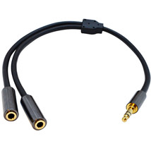1 Foot 3.5mm Male to Dual 3.5mm Female Stereo Y Splitter Headphone Patch Cable - £18.83 GBP