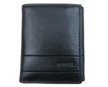 Fossil Lufkin Trifold Black Leather Mens Wallet NEW SML1395001 - $29.99